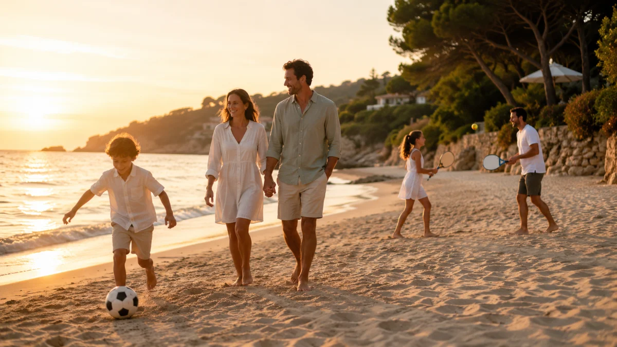 Gezin op vakantie — strand of natuur, ontspannen